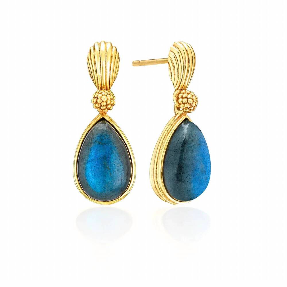 NEW CAPUCINE DE WULF women's monique gem post earrings in blue labradorite
